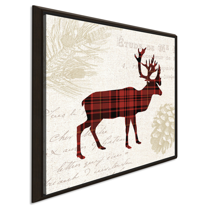 «Plaid Lodge I», impression sur toile, H 31,5 po x l 31,5 po x P 2 po, Cadre flottant espresso