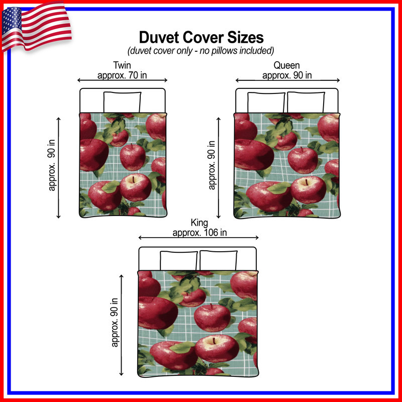 Housse de couette rouge Red Apples Bedding, Grand lit