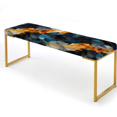 Marble Upholstered Gold Bench