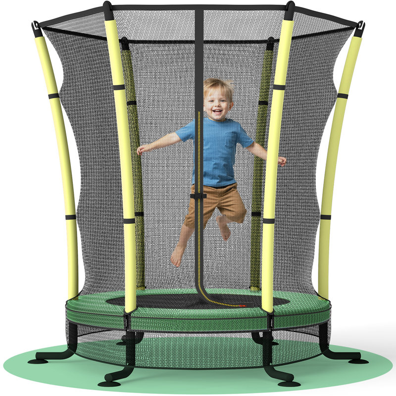Maxway Furniture 140cm Round with Safety Enclosure Kid / Toddler Trampoline, Yellow