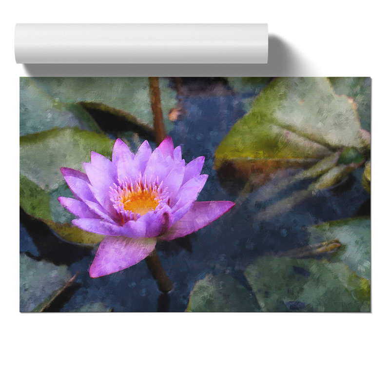 Purple Water Lily Flower - No Frame Print, 42cm H x 59cm W x 0.1cm D