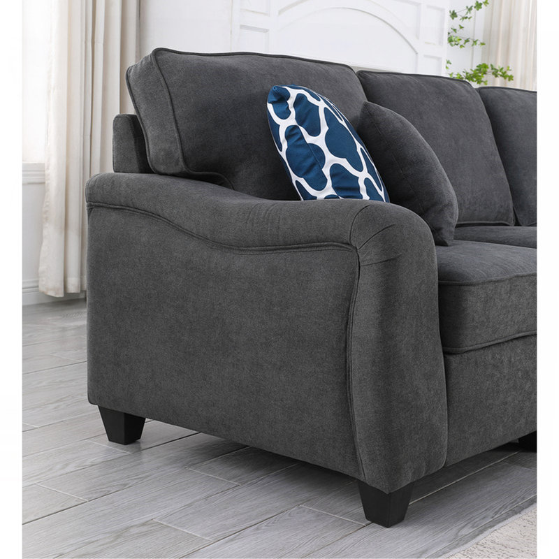 Canapé modulaire et repose-pieds en L 125 po tissé gris foncé 125 po