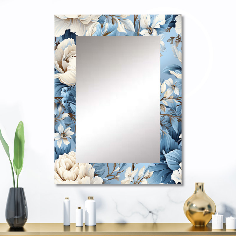 Motif victorien Leblanc Ethereal Rococo Flourish - miroir décoratif floral, 32 po x 24 po