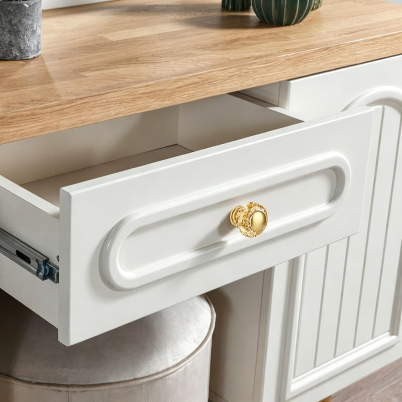 Boutons d'armoire en cristal doré, poignées de tiroir décoratives de 3/8 po pour commode et cuisine, quincaillerie rétro élégante avec installation facile, paquet de 30