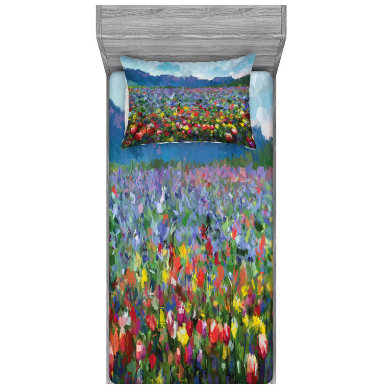 Microfiber Floral Sheet Set, Twin XL Sheet Set + Fitted Sheet + 1 Pillowcase