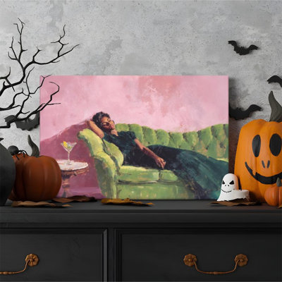 1pc encadré Broxton peinture femme afro-américaine au repos, canapé vert et cocktail, impression de style impressionniste, impression sur toile, affiche murale rétro, cadeau parfait pour une œuvre d'art moderne pour le salon de la chambre à coucher