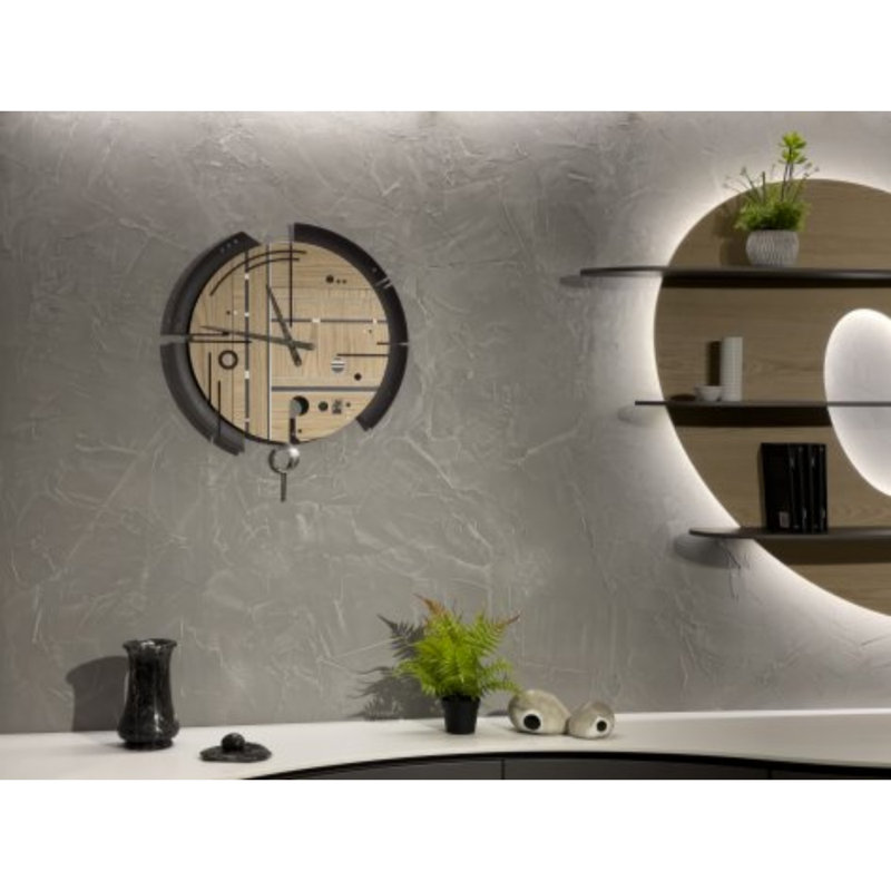 Carron Wood Wall Clock, Light Brown/Black