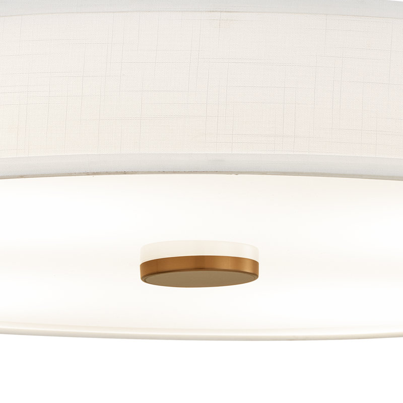 Textile - Luminaire suspendu cylindrique à profil bas DEL Genova - l 36 po x H 9,5 po - Lin blanc, L 36 po x H 9,5 po