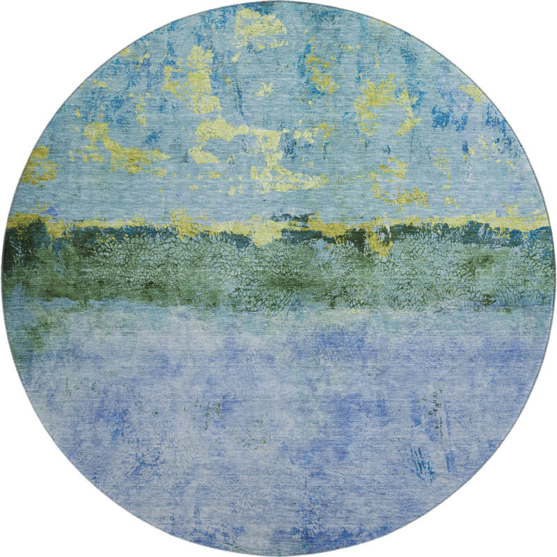 Premium Machine Washable Varroville AMF1716 Abstract Rug, Round 8'