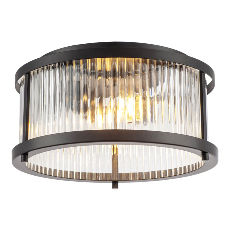 Glass Semi Flush Mount, Matte Black