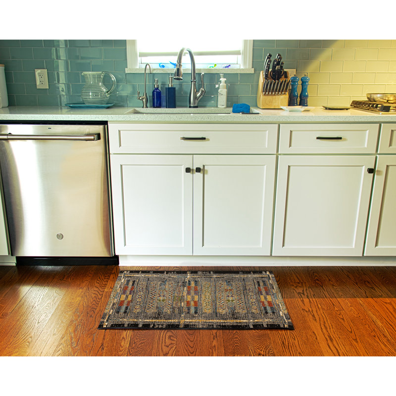 Lakedia Synthetic Non-Skid Kitchen Mat, Black, Rectangle 2' x 2'10"