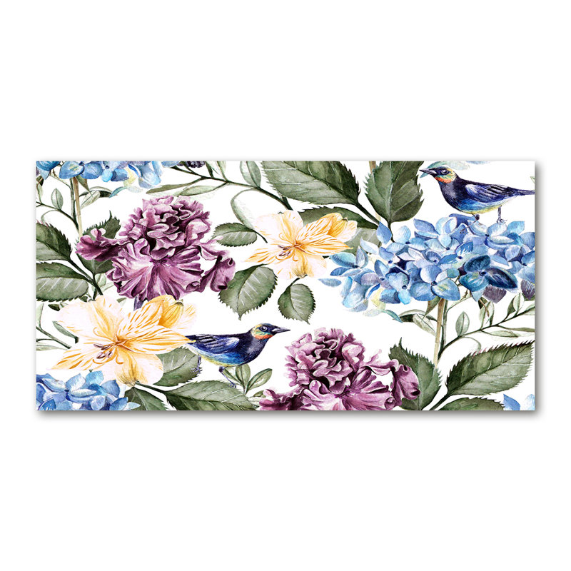 Flowers And Birds - Wrapped Canvas Print