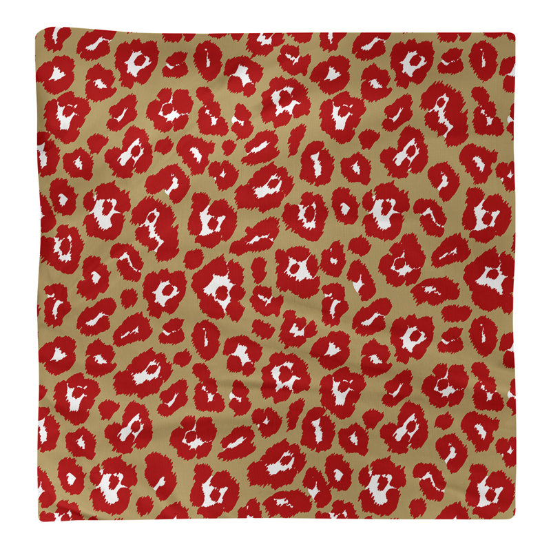 Polyester Animal Print Square Napkin, 10" x 10", Gold/White/Red