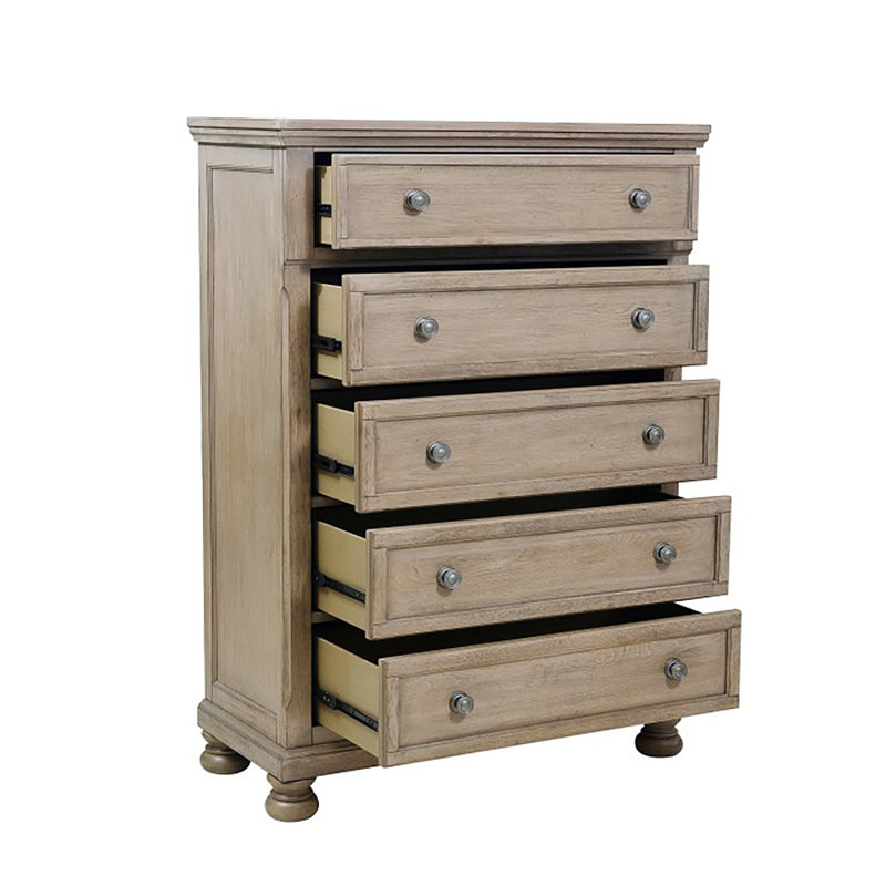 Commode 5 tiroirs Aleira, Gris