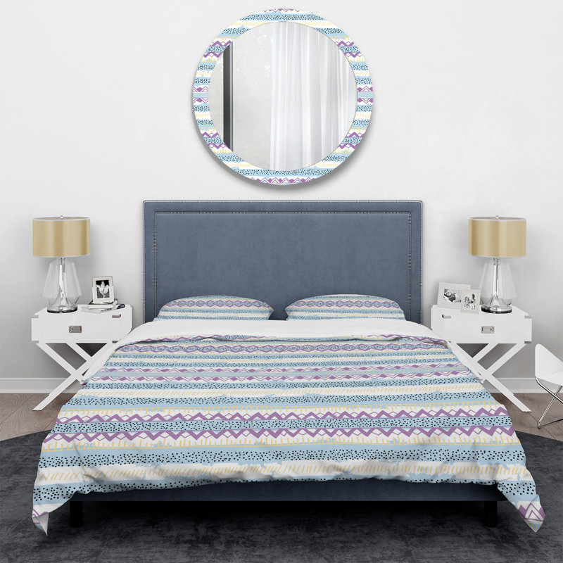 Ensemble de housse de couette en microfibre crème / mauve 3 pièces, Housse de couette très grand et 2 très grandes t