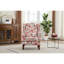 Fauteuil d'appoint rétro en pin rouge à motifs floraux, avec pieds en pin, pour bureau, mousse haute densité et tissu résistant pour chambre à coucher, motifs uniques.