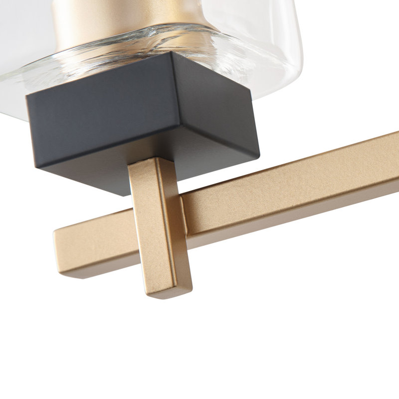 Miroir de salle de bain à 3 lumières sur miroir avec abat-jour en verre