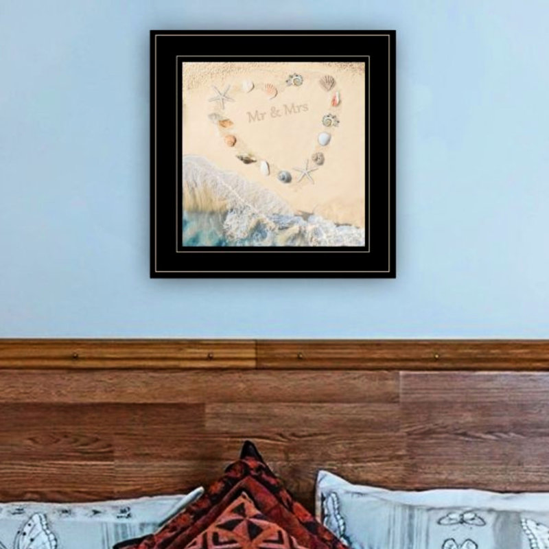 «mariage est une plage», reproduction encadrée prête à être accrochée par Decor 4u, moucheté de papier multicolore dans un cadre noir, impression de 15 x pouces pour la décoration, décoration suspendue
