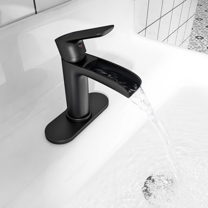 Single-Hole Single-handle Bathroom Faucet with Drain Assembly, Matte Black