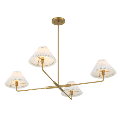 Lustre 4 lumières Meridian en laiton naturel
