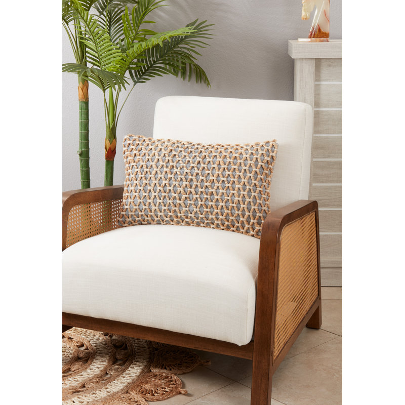 Islander Collection Cotton Throw Pillow, Gray, Polyester/Polyfill, 12"H x 20"W