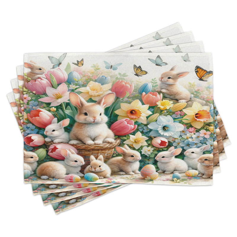 Ensemble de 4 napperons Ambesonne Spring Happy Flowers