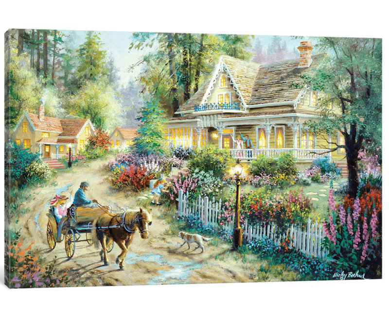 «A Country Greeting» par Nicky Boehme, impression sur toile tendue, H 26 po x l 40 po x P 1,5 po, Toile tendue, Pas de tapis