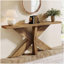 Console de style maison de campagne de 70,9 po de long, canapé brun chêne derrière le canapé avec base géométrique en bois, table d'appoint de vestibule pour le salon
