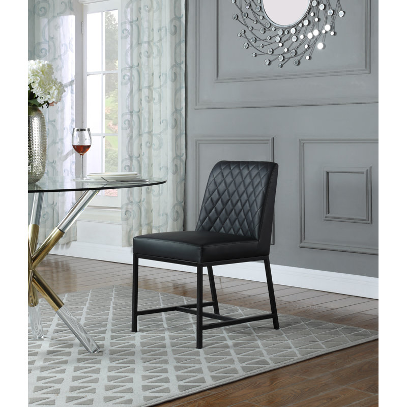 Bryce Upholstered Side Chair, Black Vegan Leather
