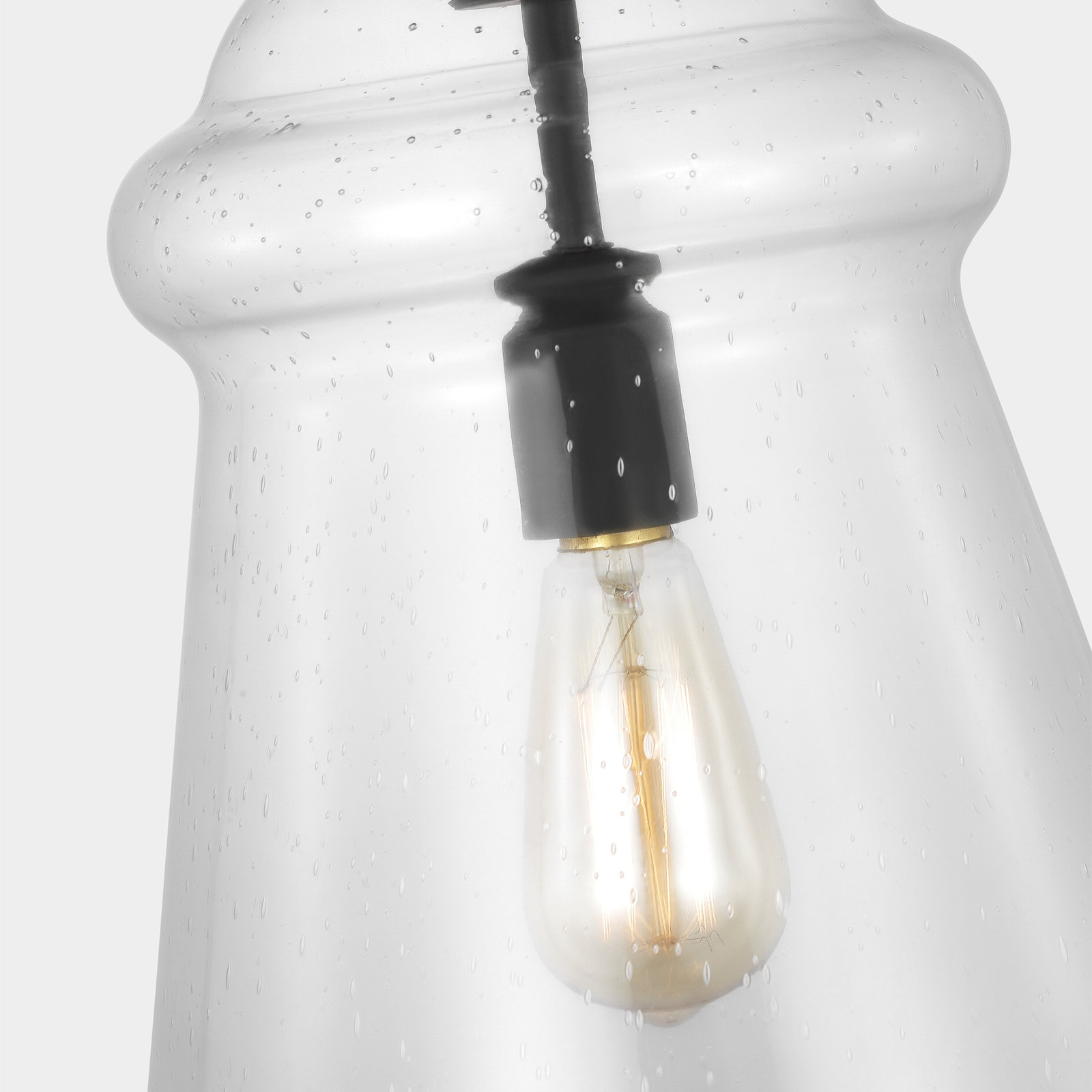 Single Light Glass Steel Dimmable Pendant, Midnight Black