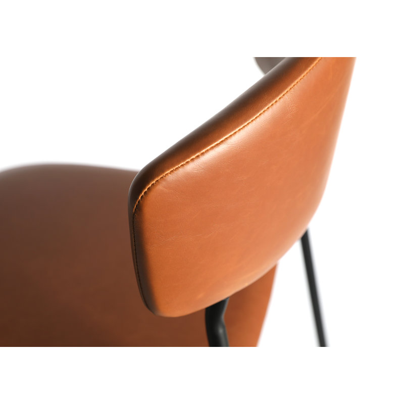 Upholstered Faux Leather Counter Stool with Steel Frame, Cognac, Counter Stool (26.5” Seat Height)