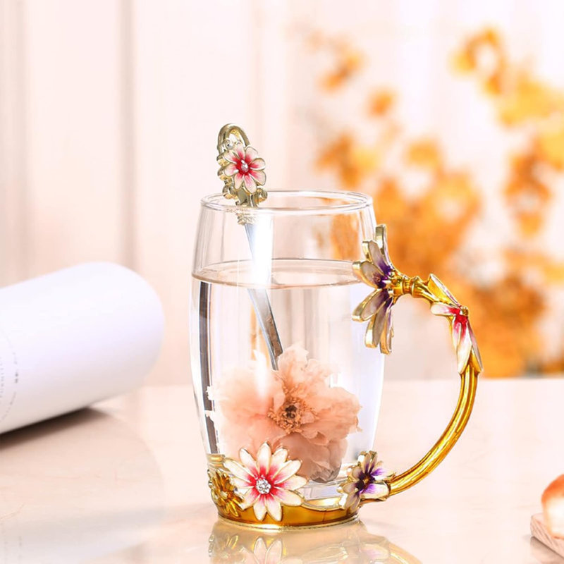 Purple Enamel Glass Coffee Mug Gift Set