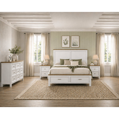 Ensemble de chambre à coucher avec lit plateforme et rangement Modern