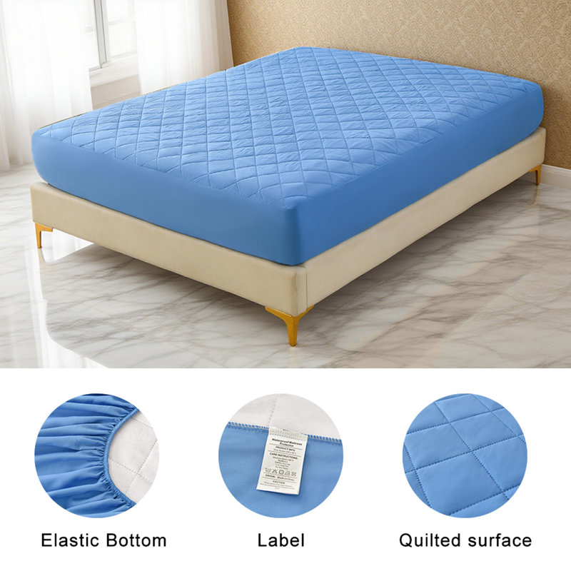 Waterproof And Thick Mattress Protective Pad - Breathable And Dustproof Fit Bed Sheet Design Skin Friendly Bed Cover Suitable For Home Dormitory And Hotel Use