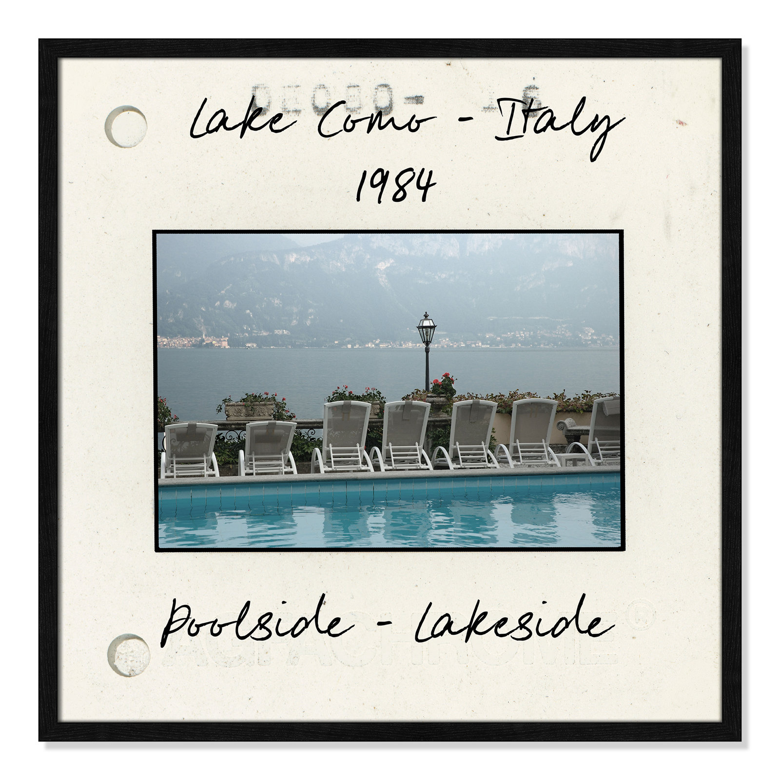Travel Slide Collection "Lake Como, Italy" Print, Black Single Picture Framed Paper, 27.5" H x 27.5" W x 0.75" D