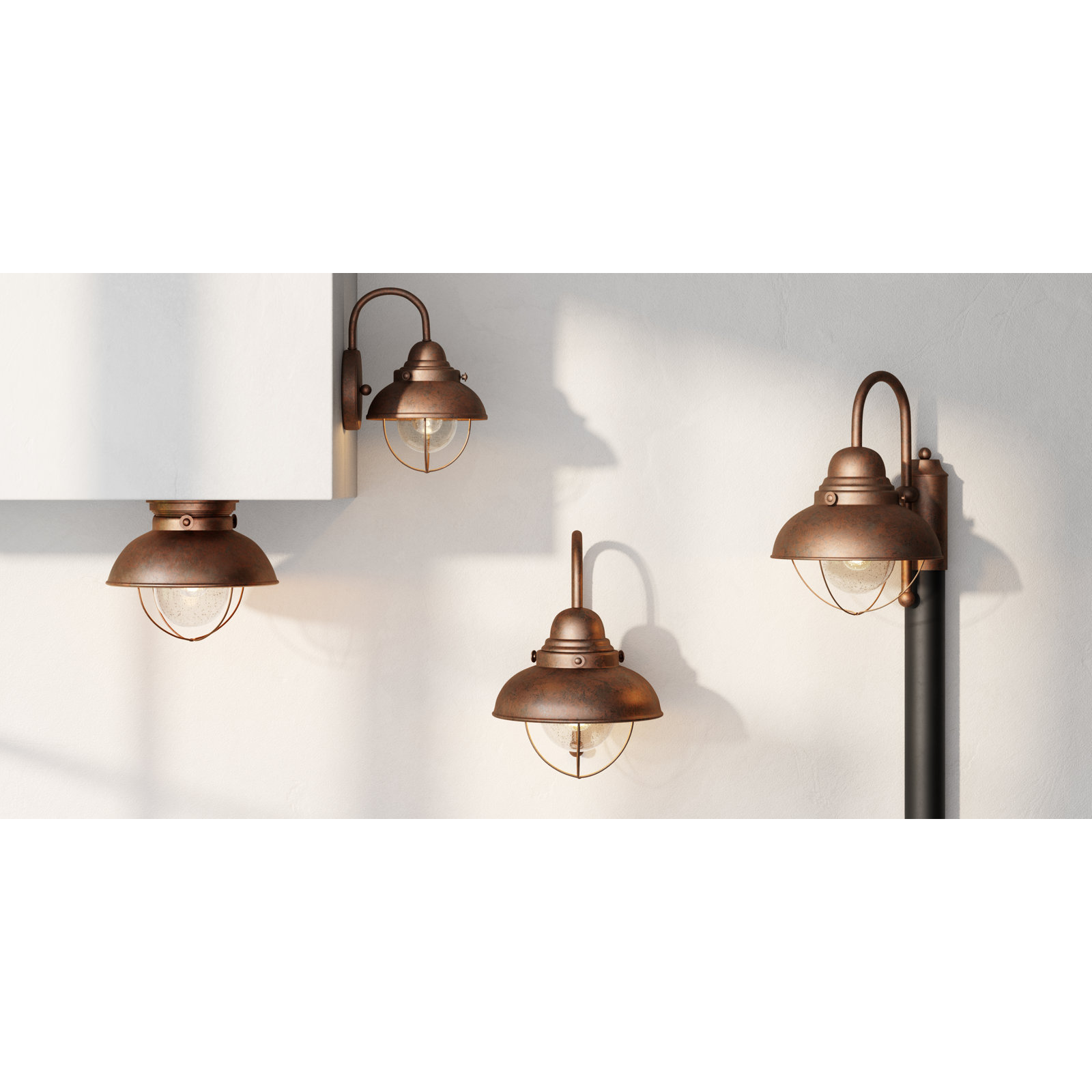 Audrey Seeded Metal Outdoor Lantern Head, Weathered Copper