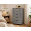 Commode à 5 tiroirs en bois gris moderne 46,46 po avec roulettes pour chambre à coucher, chambre de bébé