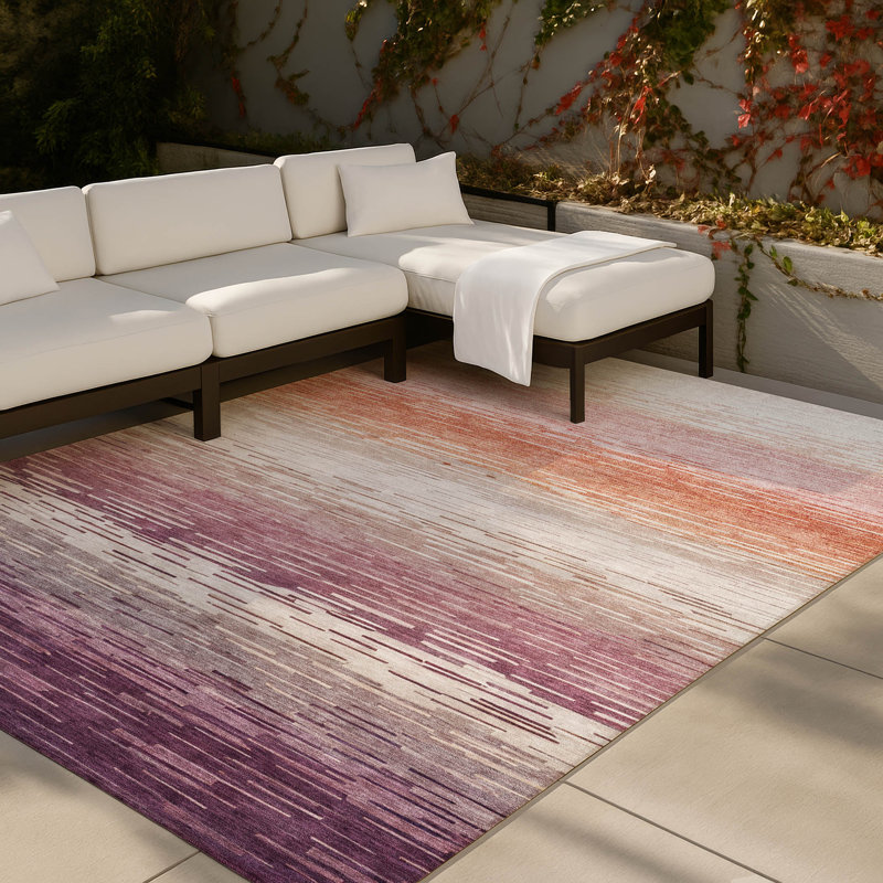 Machine Washable Indoor/Outdoor Chantille ACN2886 Striped Rug, Eggplant, 5' x 7'6"