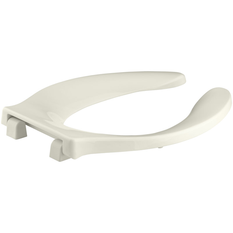 Stronghold Elongated Toilet Seat with Integrated Handle and Quiet-Close Check Hinge, Biscuit