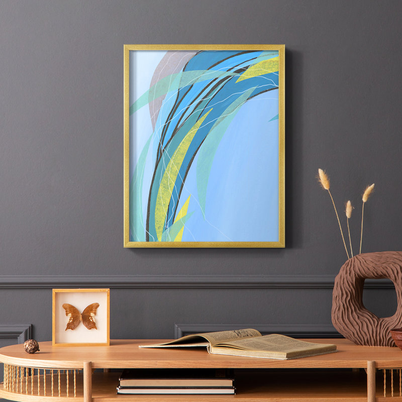 Circulating Flow III Framed Print - Solid Wood, Gold, 10" H x 8" W