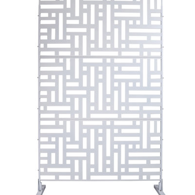 Clôture d'intimité extérieure en métal 193 cm x 122 cm - Panneaux blancs pour patio, terrasse, jardin, balcon, terrasse autoportante