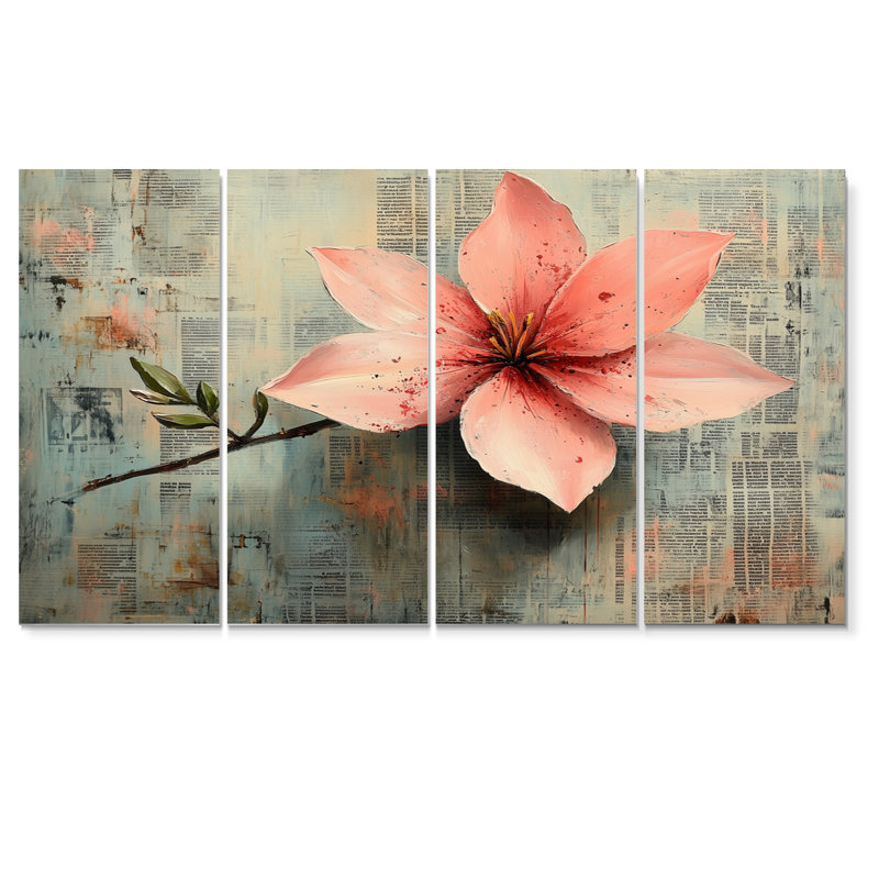 Jasmine dans des tons de rose et de vert II - ensemble de décoration murale Jasmine, H 28 po x l 48 po