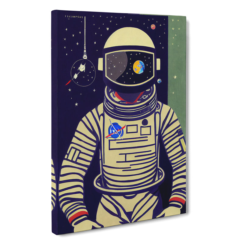 XC1022-3777X Retro Astronaut No.2 - Wrapped Canvas Print, 50cm H x 35cm W x 3cm D