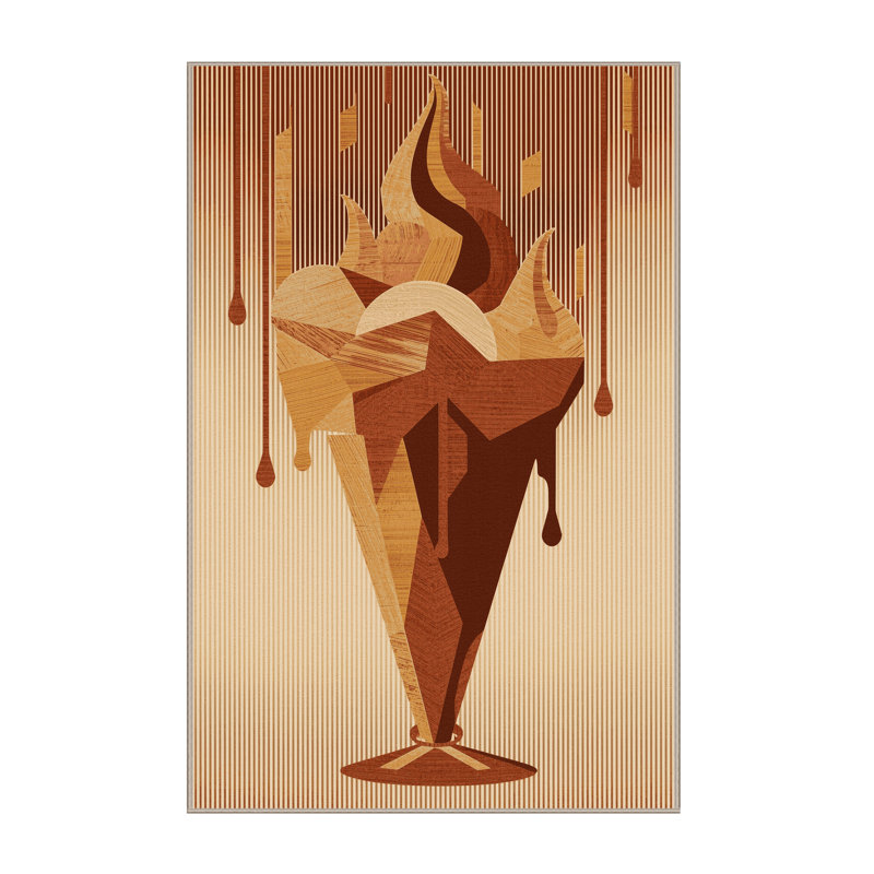 Machine Washable Tomohon Ice Cream Sundae Posh & Luxe Abstract Rug in Brown – Beige Binding, 2x3
