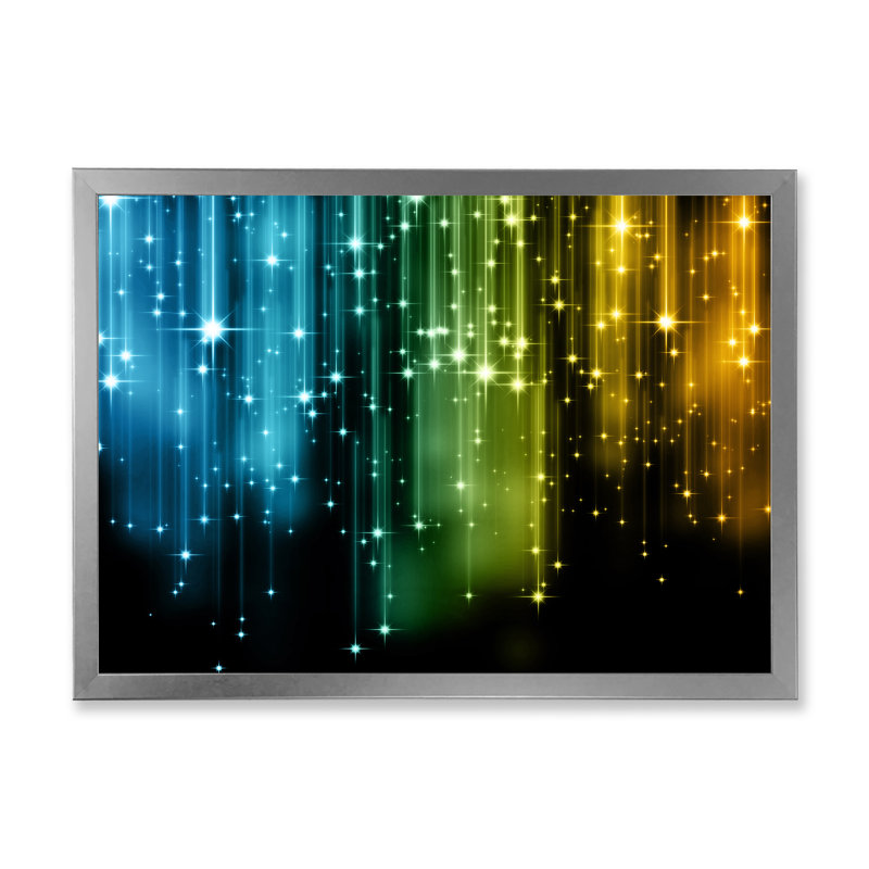 «Glowing Lights Matrix Art», reproduction sur toile, Cadre de coin argenté fermé, H 30 po x l 40 po x P 1,5 po