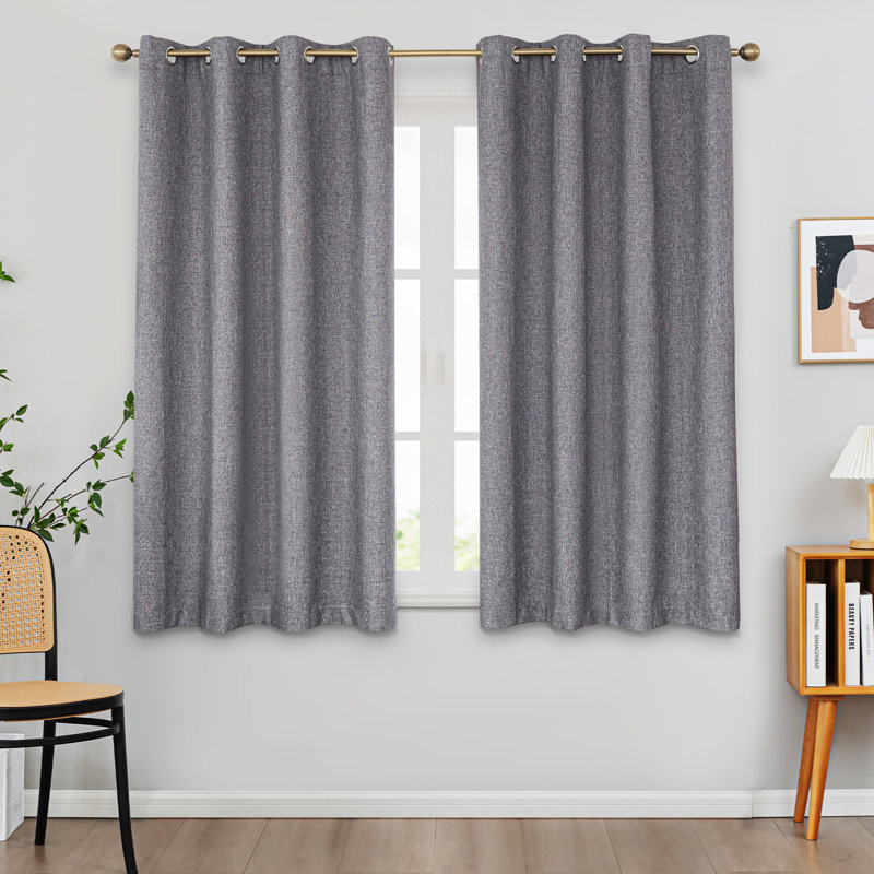100% Blackout Thermal Insulated Polyester Curtain Pair, Navy, 52" W x 63" L