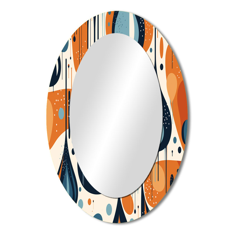 Décoration miroir orange orange Midcentury Balance I - Orange ovale, 36 po x 24 po