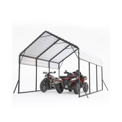 Metal Carport 13× 16 FT, Heavy Duty Carport Reinforced Frame and Steel Roof, All-Weather Shelter for Pickups, Boats, Cars, and Tractors