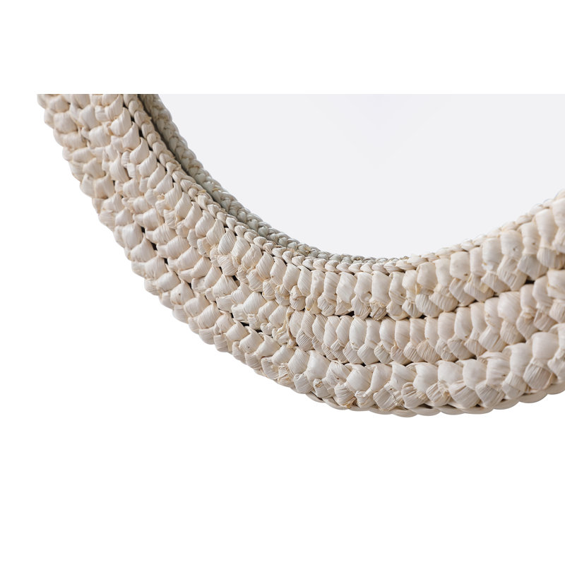 Dennard Oval Cornhusk Mirror in Linen White, 36" x 30"