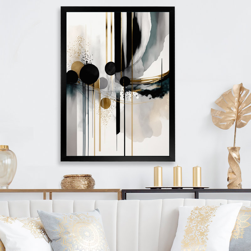 «Abstract Transitional Shapes V - Abstract Shapes», reproduction sur toile encadrée, Impression noire sur toile encadrée